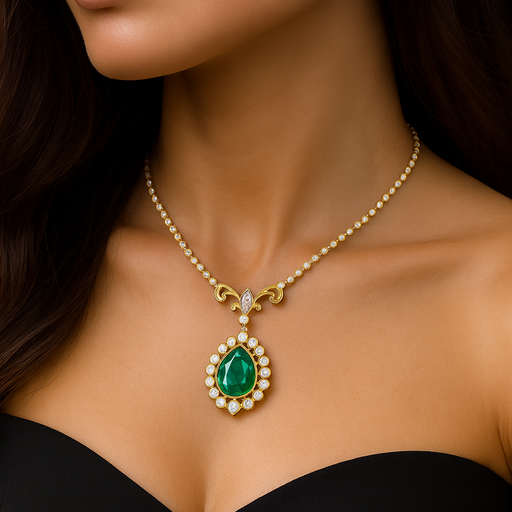 Collar Vintage Esmeralda en uso