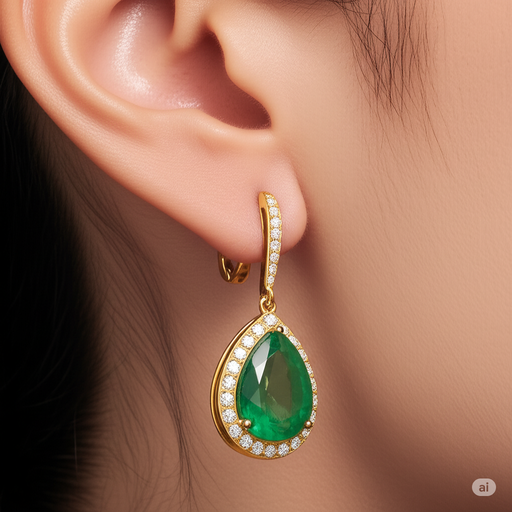 Pendientes Gota Esmeralda en uso